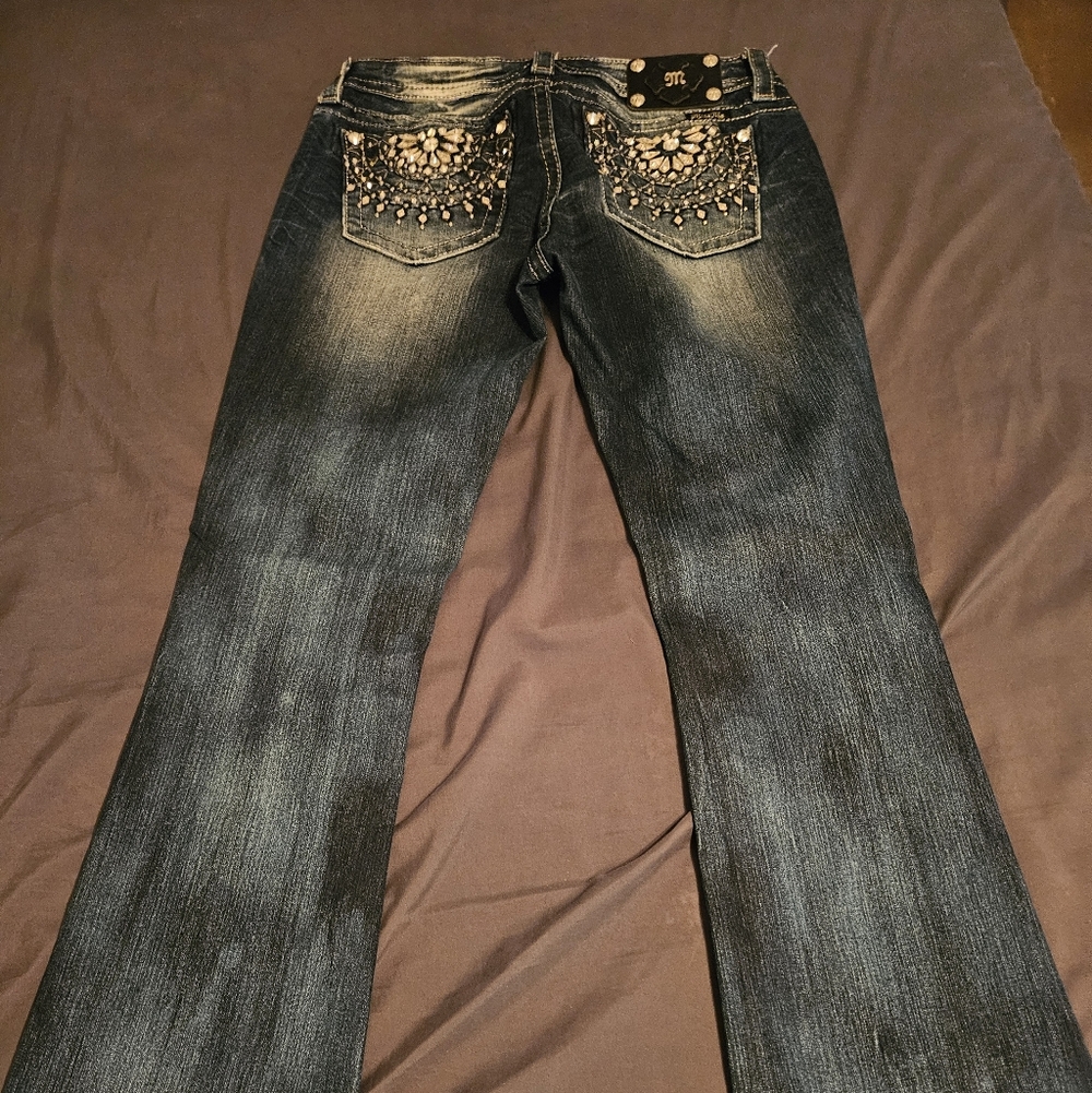 Miss Me Black Studded Flare Jeans